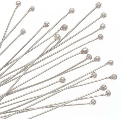 Jewellery Station Fancy Bali Sterling Silver Ball Head Pins 2" / 24ga (10 pcs)