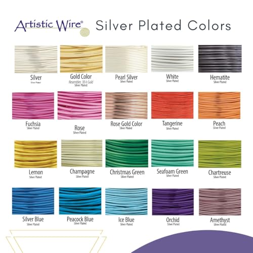 Artistic Wire 26 Gauge Tarnish Resistant Silver Plated Coloured Copper Wire – 30yd Spool - Silver Blue