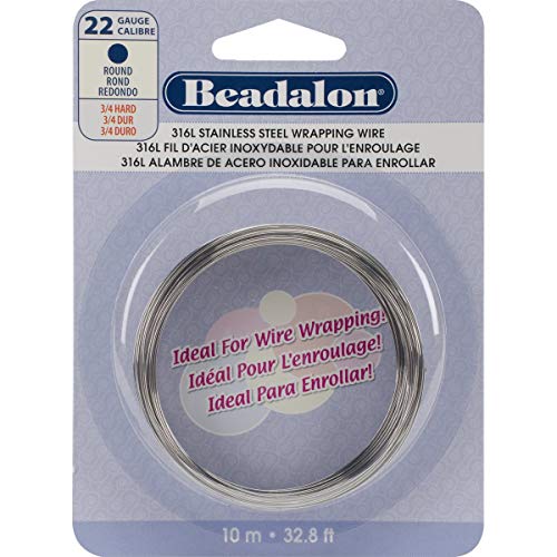 Beadalon Stainless Steel Wrapping Wire – Round – 22 Gauge – 10m