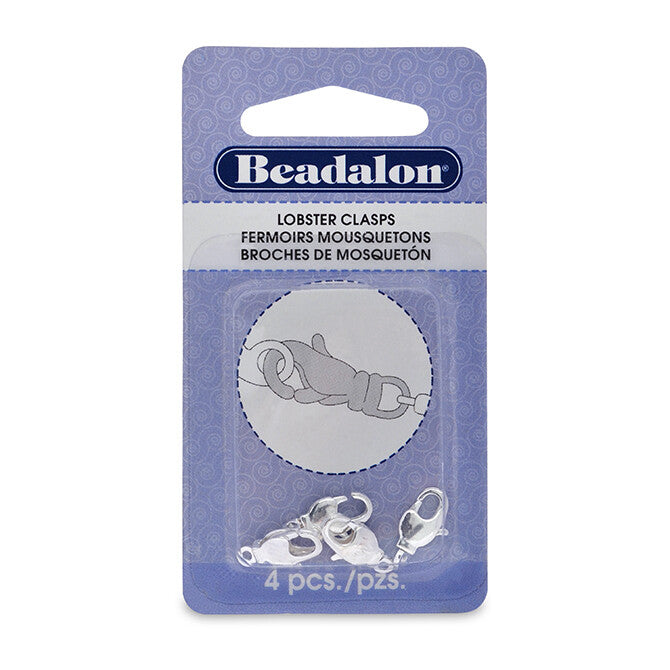 Beadalon Lobster 14 mm 4-Piece Swivel Clasp, Silver Plated
