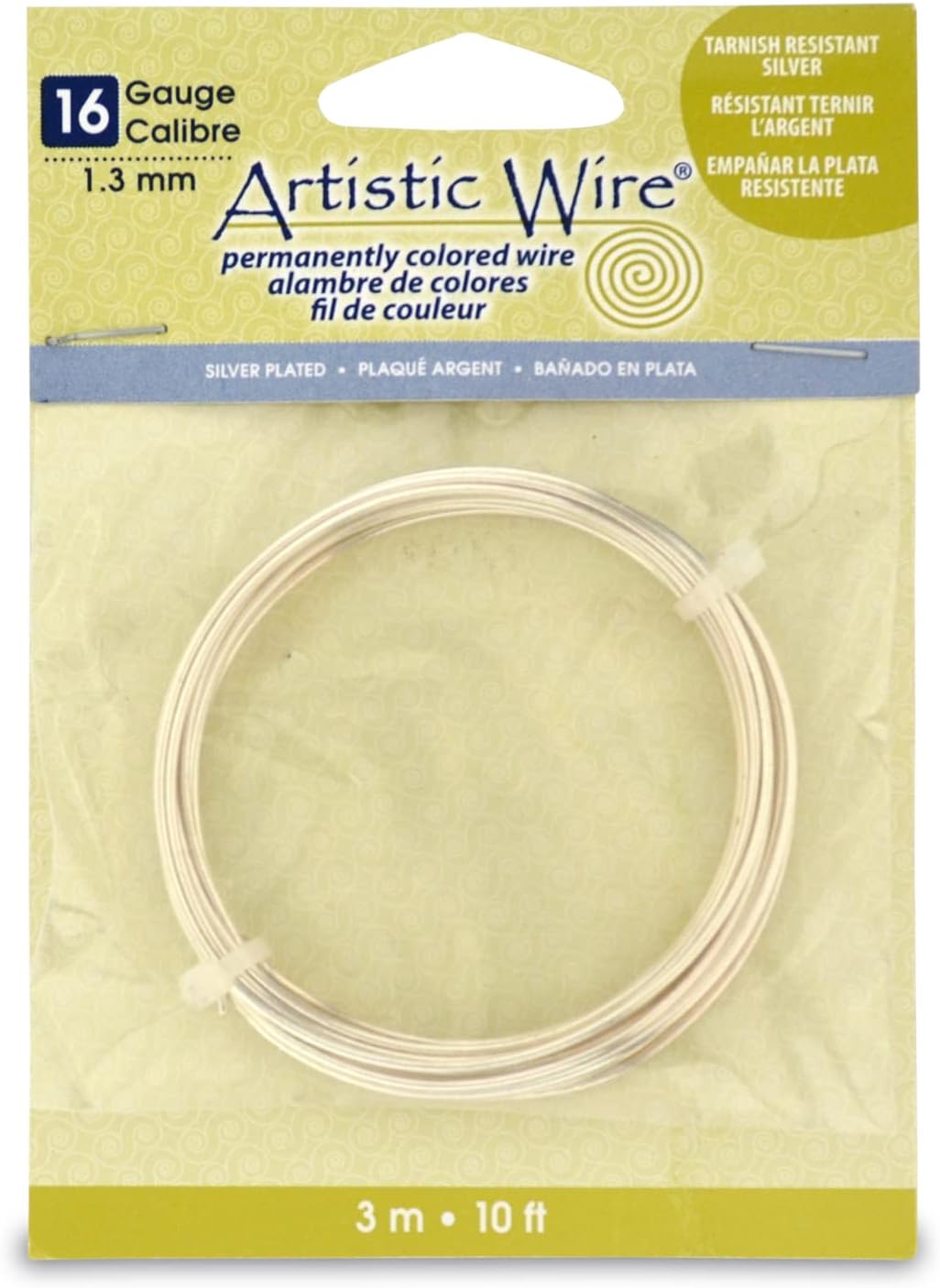 Artistic Wire Non-Tarnish Silver 16 Gauge (1.3mm) – 10ft / 3m – Jewellery Making Wire