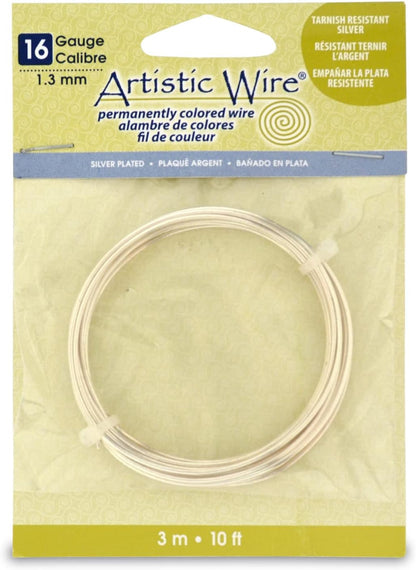 Artistic Wire Non-Tarnish Silver 16 Gauge (1.3mm) – 10ft / 3m – Jewellery Making Wire