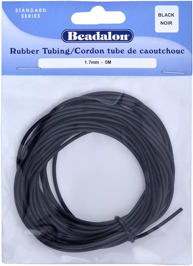 Beadalon Rubber Tubing Black – 5m (16.4ft) Jewellery Cord