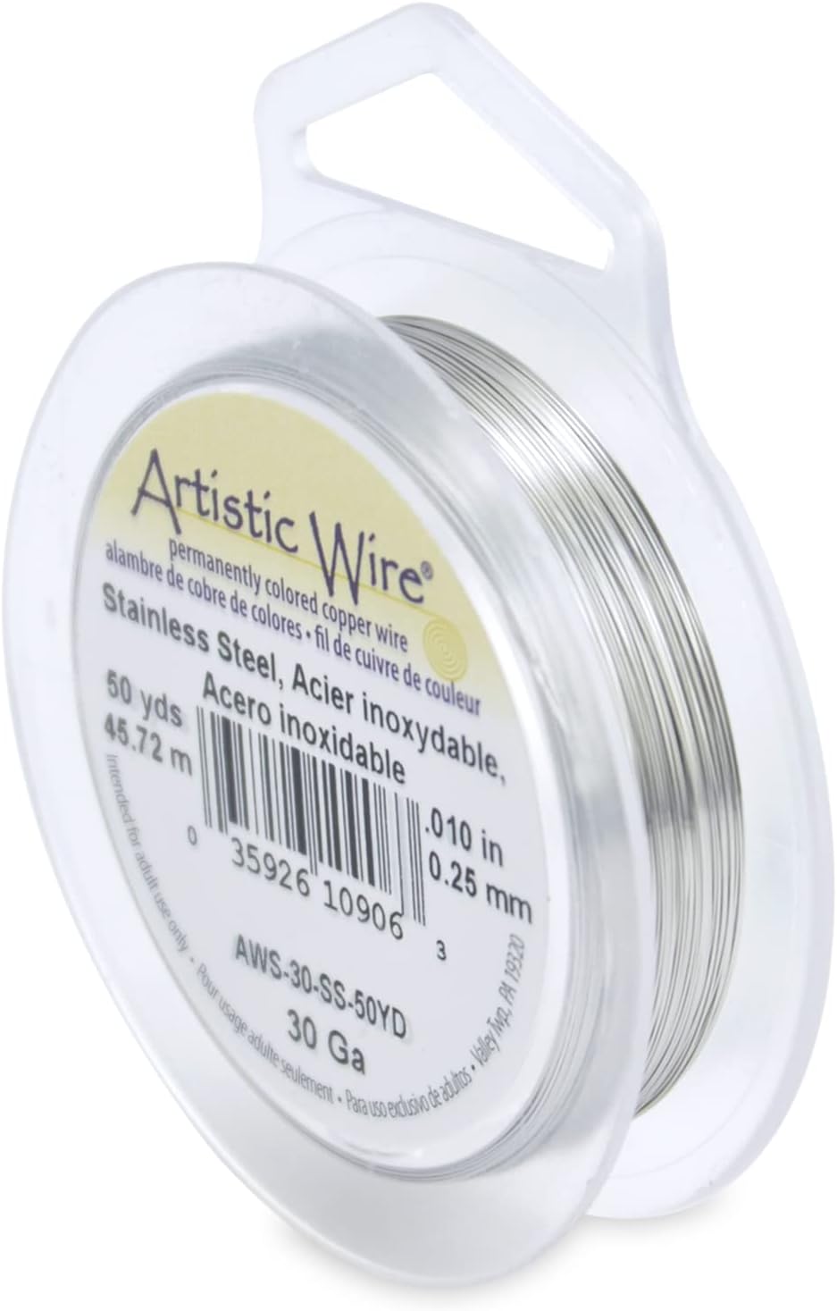 Artistic Wire Stainless Steel Jewellery Wire – Choose 28ga (40yd), 30ga (50yd) or 32ga (100yd) - 30 Gauge / .26 mm, 50 yd / 45.7 m