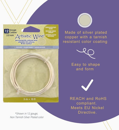 Artistic Wire Non-Tarnish Silver 16 Gauge (1.3mm) – 10ft / 3m – Jewellery Making Wire