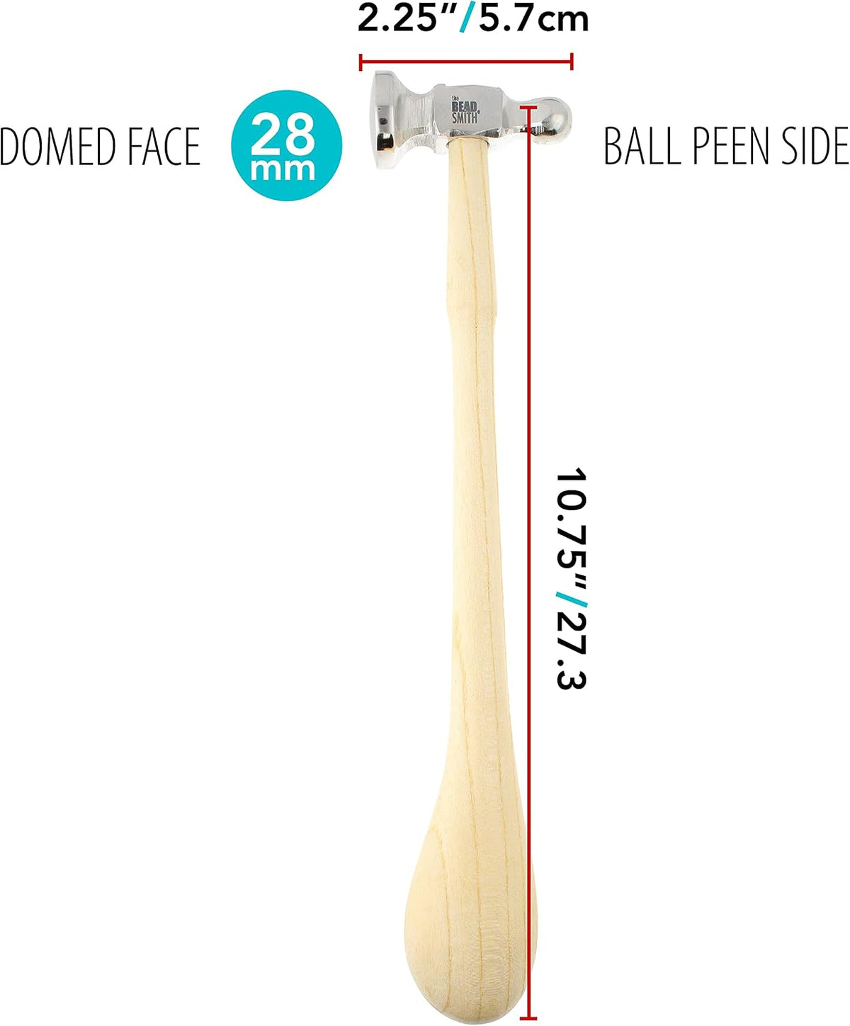 The Beadsmith Ball Pein & Domed Face Hammer – 14mm / 28mm – Jewellery Metalworking Tool