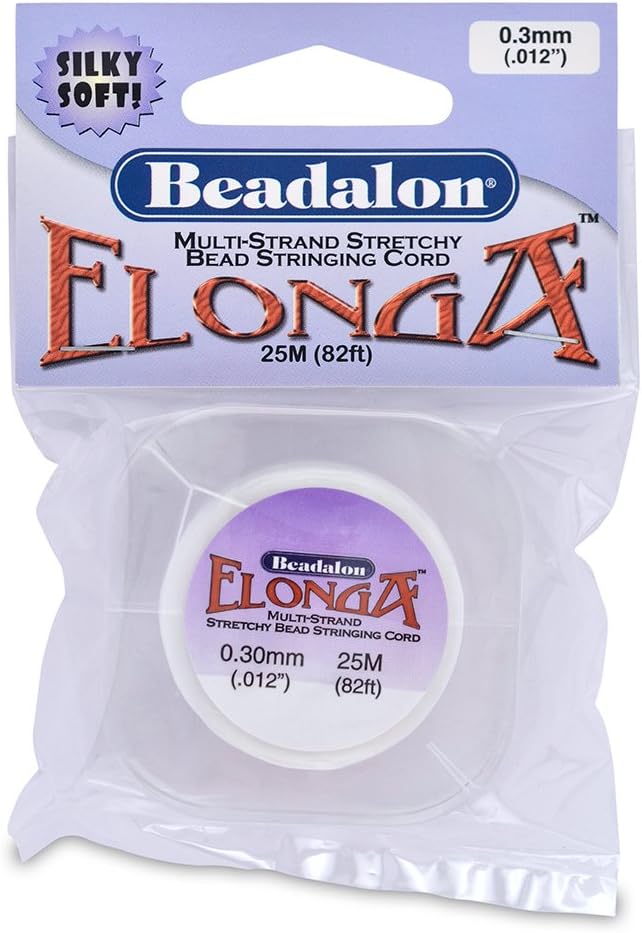 Beadalon Elonga Stretch Cord 0.3mm White – 25m (82ft) Elastic Jewellery Thread