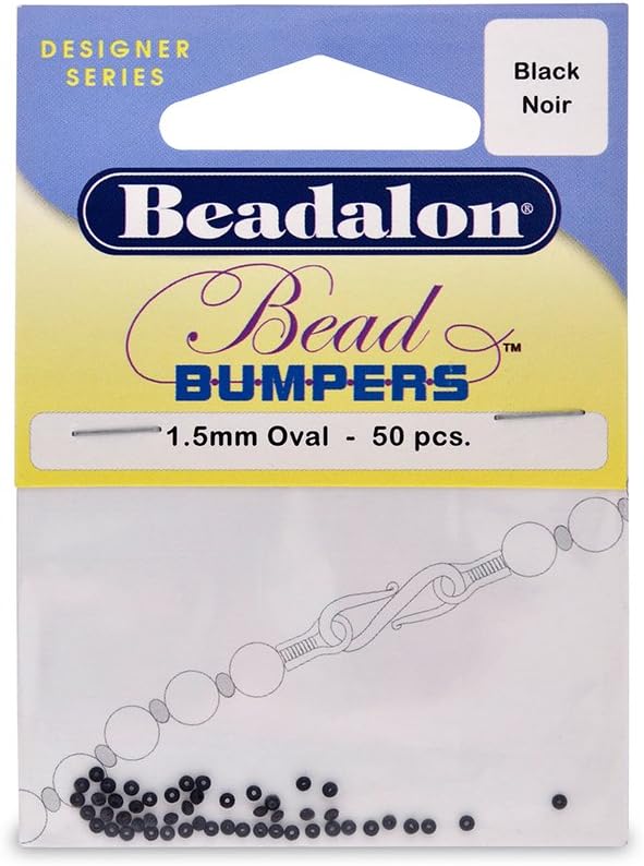 Beadalon Bead Bumpers 1.5mm Black – 50 Pack Rubber Protectors