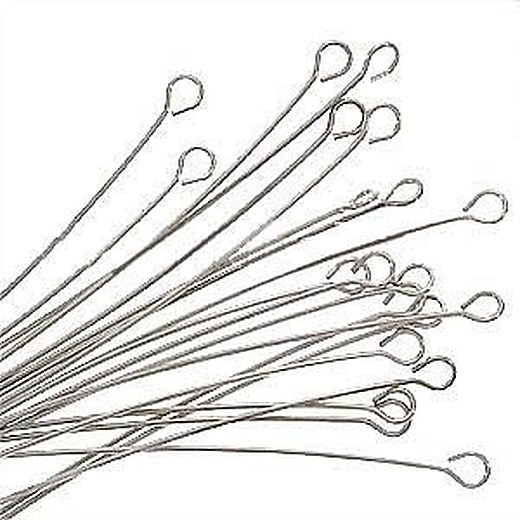 Sterling silver open eye pins, 24 gauge, 1.5 inches, pack of 20