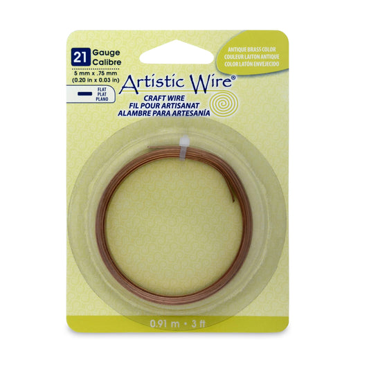 Artistic Wire, 21 Gauge, Flat, 3 mm x .75 mm / 0.12 in x 0.03 in, Tarnish Resistant Silver Plated, 3 ft / .91 m, AWB-21F-S10-03F