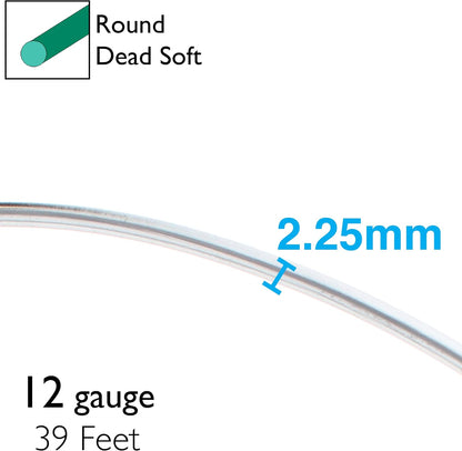 The Beadsmith Aluminium Craft Wire – 12 Gauge (2mm) – 39 Feet / 11.9m – Silver – Jewellery & Craft Wire