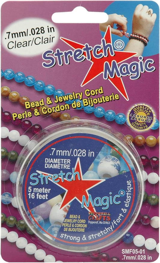 Stretch Magic Elastic Beading Cord – 0.7 mm (Clear) ∙ 5 Metre Spool – Jewellery Stringing Elastic