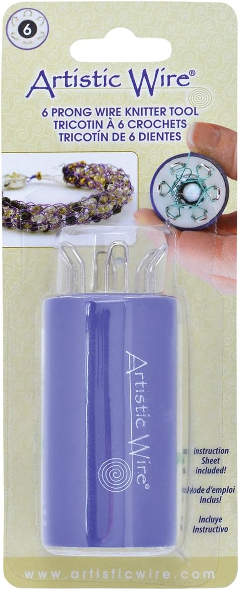 Artistic Wire Knitter Tool-4 Prong, Stainless Steel, Blue