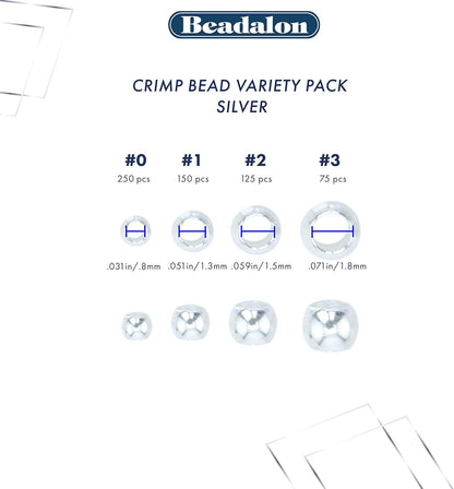 Beadalon 600-Piece Crimp Tube Variety Pack, Gold Plated