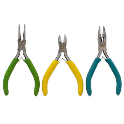 Beadsmith PL3 Pliers Set – 3 Piece Jewellery Making Tool Kit (Chain Nose, Round Nose & Side Cutters)