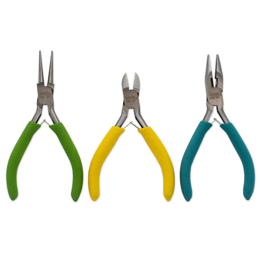 Beadsmith PL3 Pliers Set – 3 Piece Jewellery Making Tool Kit (Chain Nose, Round Nose & Side Cutters)