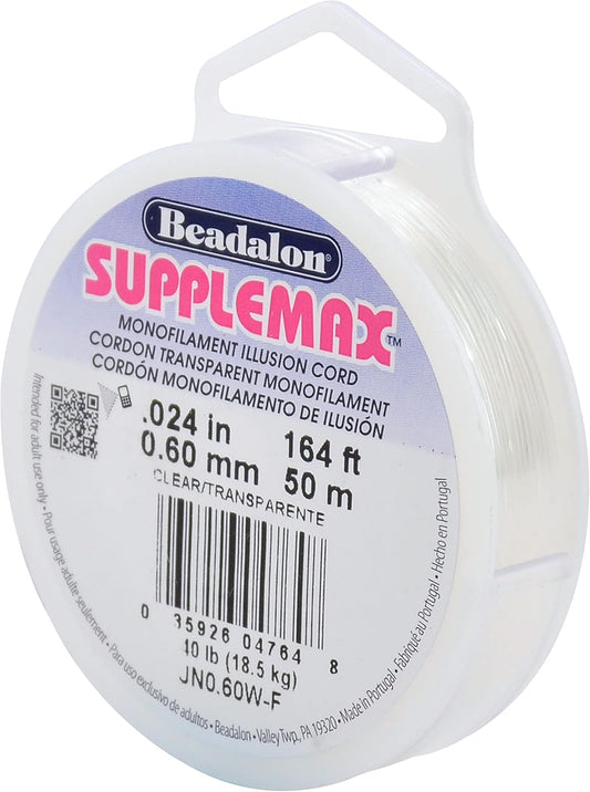 Beadalon Monofilament Illusion Cord – 0.6 mm Clear Nylon Beading Thread (Invisible, Strong Jewelry Cord)
