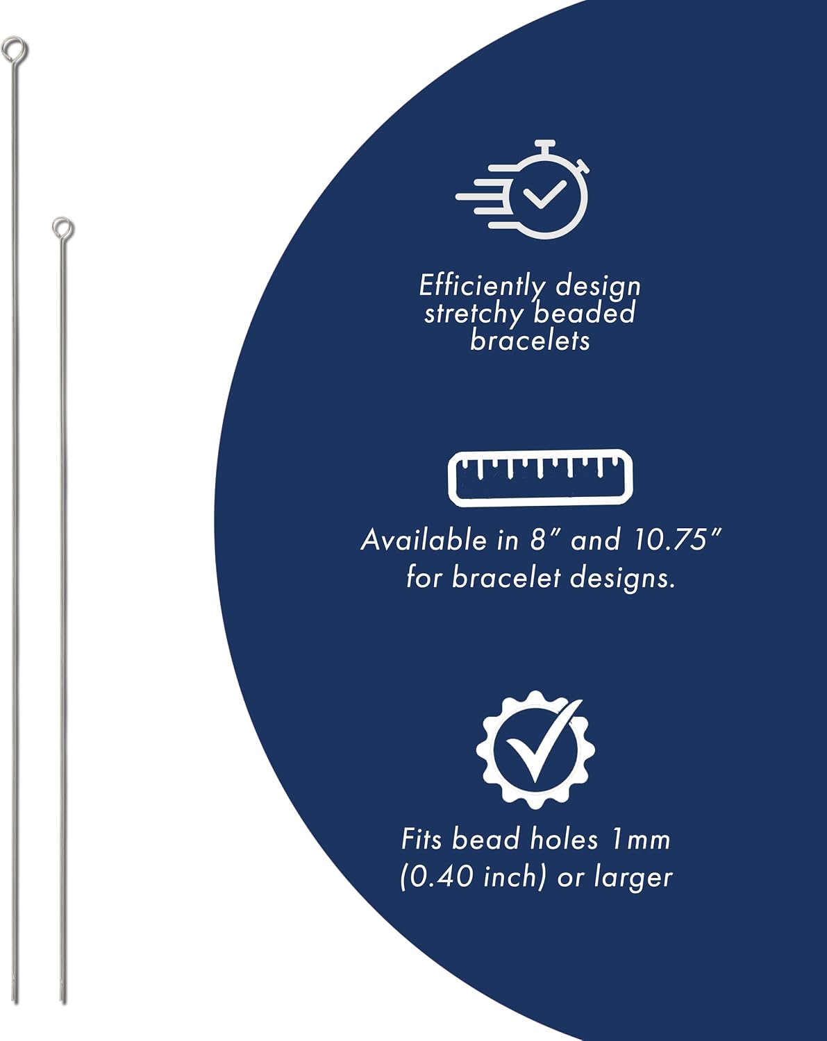 Beadalon Elastic Cord Needle – Choose 8" or 10.75" (Stretch Bracelet Beading Needle)