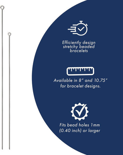 Beadalon Elastic Cord Needle – Choose 8" or 10.75" (Stretch Bracelet Beading Needle)