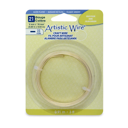 Artistic Wire, 21 Gauge, Flat, 3 mm x .75 mm / 0.12 in x 0.03 in, Tarnish Resistant Silver Plated, 3 ft / .91 m, AWB-21F-S10-03F