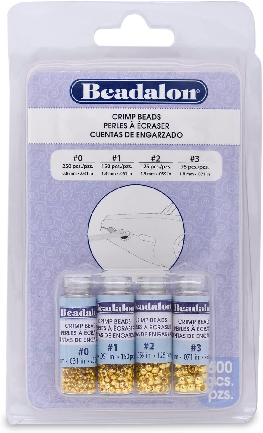 Beadalon 600-Piece Gold-Plated Crimp Bead Variety Pack – Jewellery Making Findings