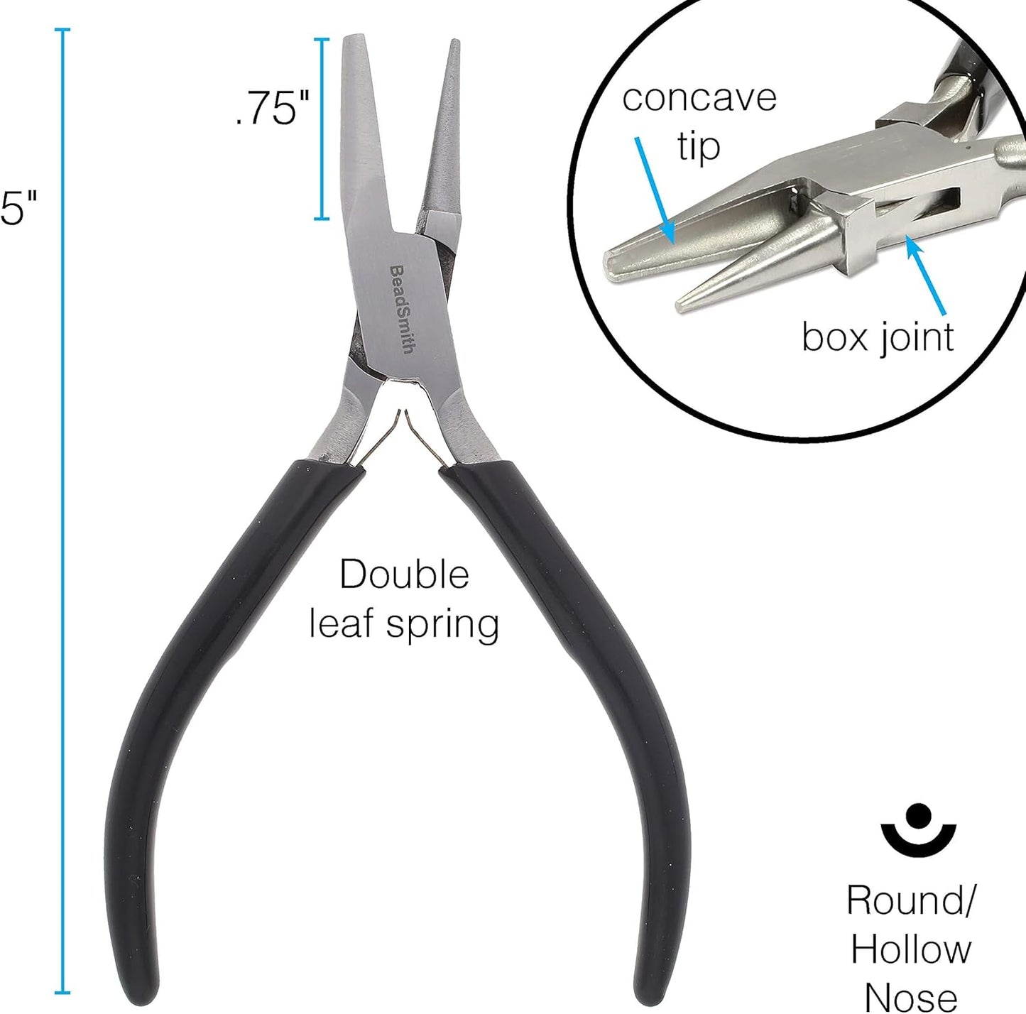 Beadsmith Concave (Hollow)/Round Nose Piers – Wire Looping and Wire Bending Pliers