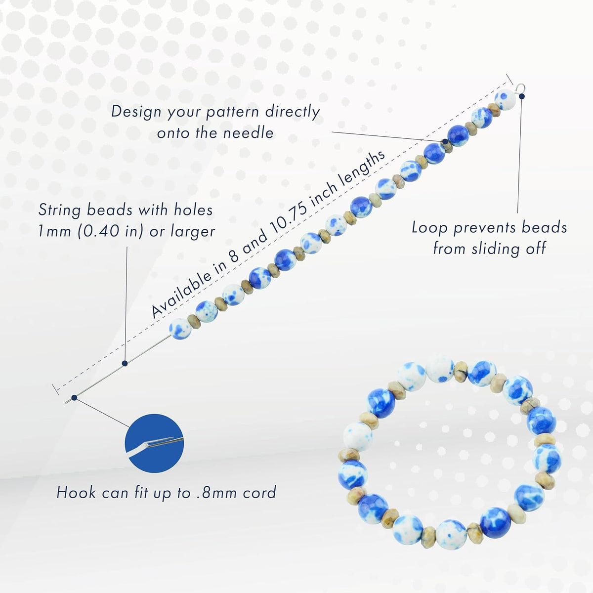 Beadalon Elastic Cord Needle – Choose 8" or 10.75" (Stretch Bracelet Beading Needle)