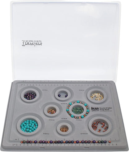 Beadsmith Elements Bracelet & Anklet Design Bead Board – Jewellery Planning Board with Channels & Ruler (Grey)