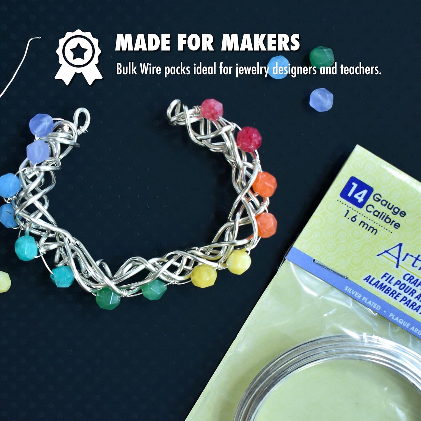 Artistic Wire 16 Gauge Silver-Plated Tarnish-Resistant Craft  Gold Colour Wire – 10 ft