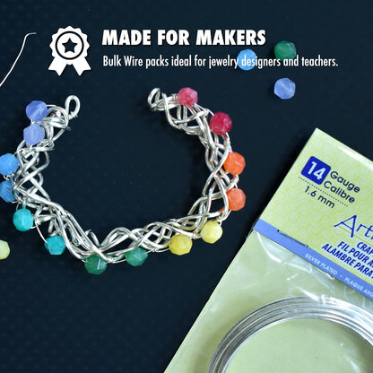 Artistic Wire 16 Gauge Silver-Plated Tarnish-Resistant Craft  Gold Colour Wire – 10 ft