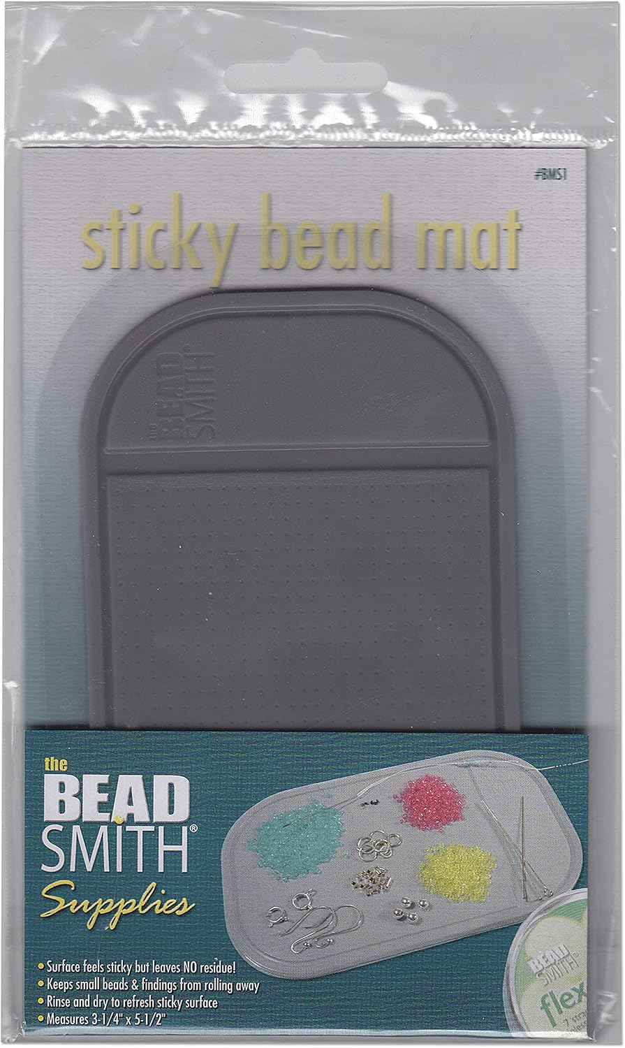 Beadsmith Sticky Bead Mat – Small Grey Anti-Slip Work Surface (14 × 8cm)