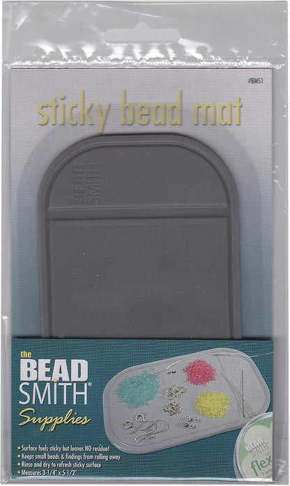 Beadsmith Sticky Bead Mat – Small Grey Anti-Slip Work Surface (14 × 8cm)