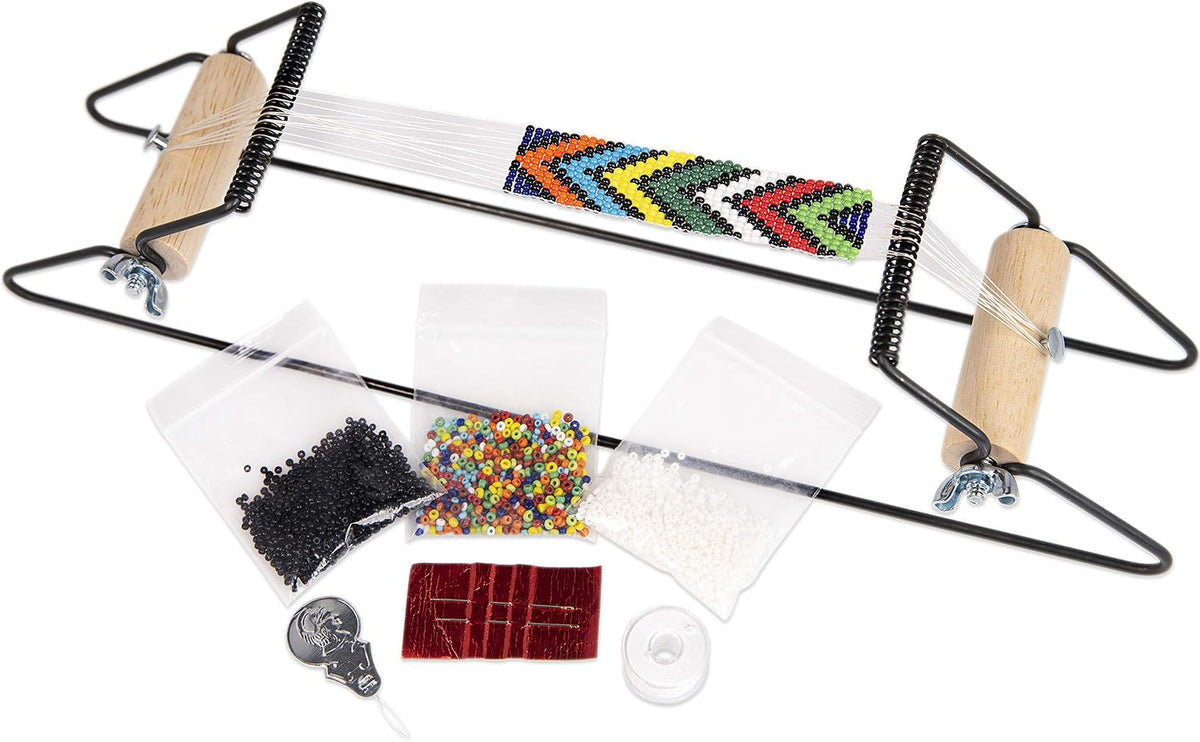 Beadsmith Metal Bead Loom Kit - Complete Set with Beads, Needles, & Patterns - 12.5"