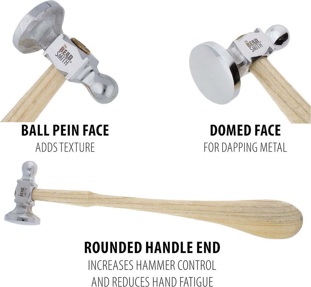 The Beadsmith Ball Pein & Domed Face Hammer – 14mm / 28mm – Jewellery Metalworking Tool