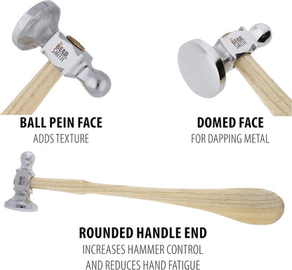 The Beadsmith Ball Pein & Domed Face Hammer – 14mm / 28mm – Jewellery Metalworking Tool