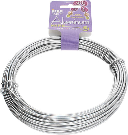 The Beadsmith Aluminium Craft Wire – 12 Gauge (2mm) – 39 Feet / 11.9m – Silver – Jewellery & Craft Wire