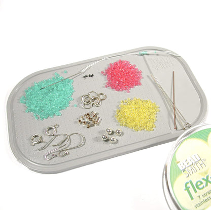 Beadsmith Sticky Bead Mat – Small Grey Anti-Slip Work Surface (14 × 8cm)