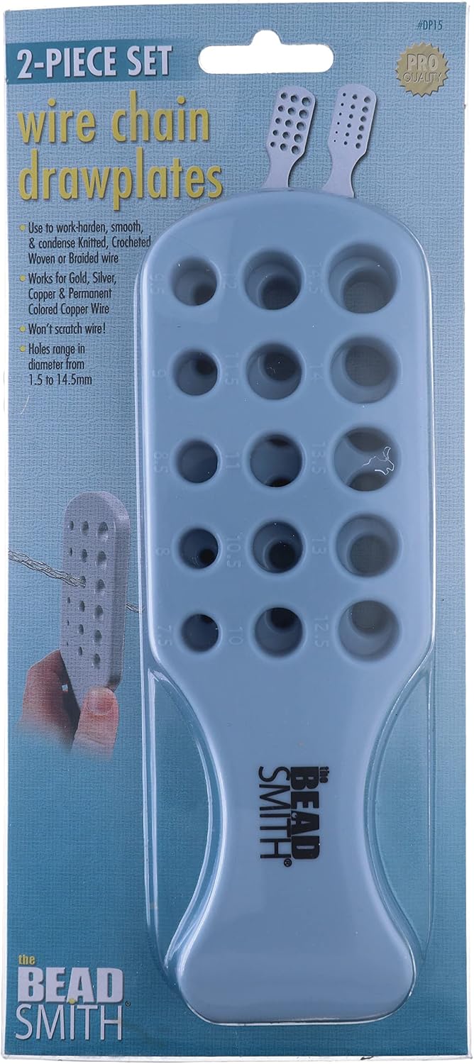 Beadsmith 2-Piece Chain & Wire Drawplate – Plastic Jewellery Wire Shaping Tool
