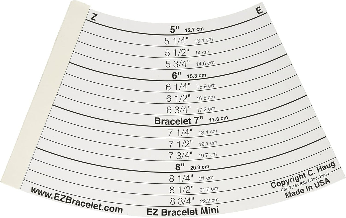 EZ Bracelet Mini Travel Bracelet Sizer – Inches & Metric Sizing Tool