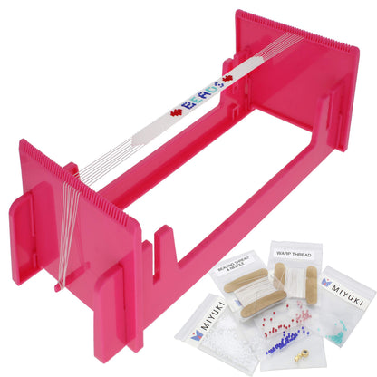 Beadsmith Loom EEZ Japanese Bead Loom Kit – Includes Adjustable Loom, Miyuki Glass Beads, Thread & Needle, Warp Thread, Findings and Instructions – Make Bracelets, Necklaces, Belts, and More for jewellery making
