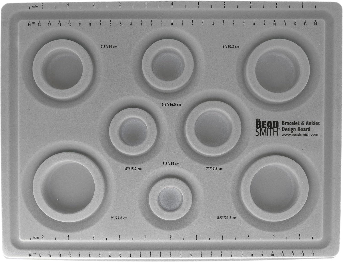 Beadsmith Elements Bracelet & Anklet Design Bead Board – Jewellery Planning Board with Channels & Ruler (Grey)