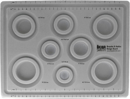 Beadsmith Elements Bracelet & Anklet Design Bead Board – Jewellery Planning Board with Channels & Ruler (Grey)