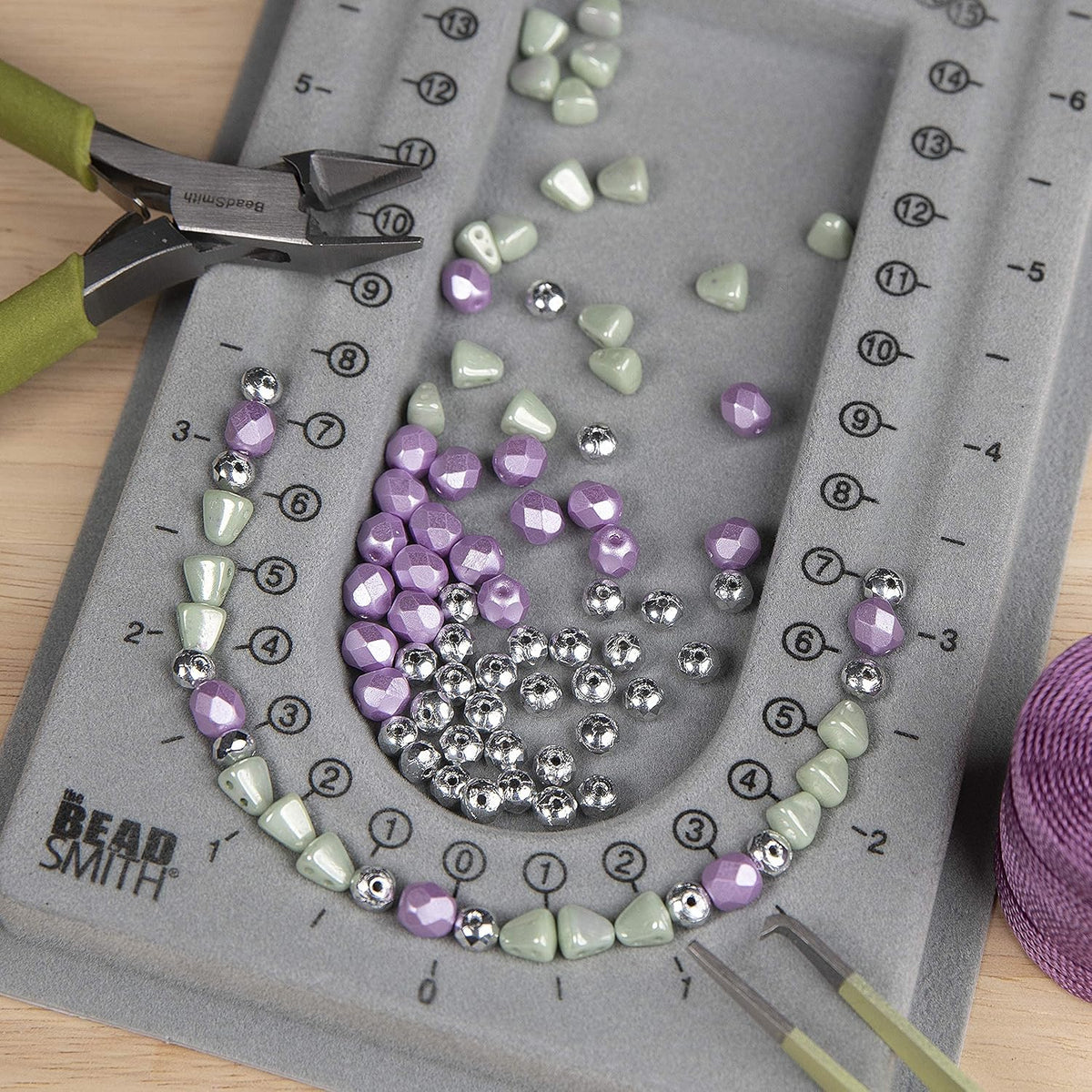 Beadsmith Mini Bead Board – Grey Flocked Jewellery Design Board (16″ U-Channel)
