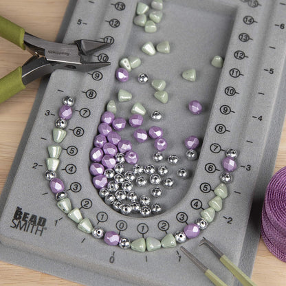 Beadsmith Mini Bead Board – Grey Flocked Jewellery Design Board (16″ U-Channel)