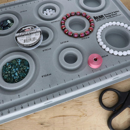 Beadsmith Elements Bracelet & Anklet Design Bead Board – Jewellery Planning Board with Channels & Ruler (Grey)