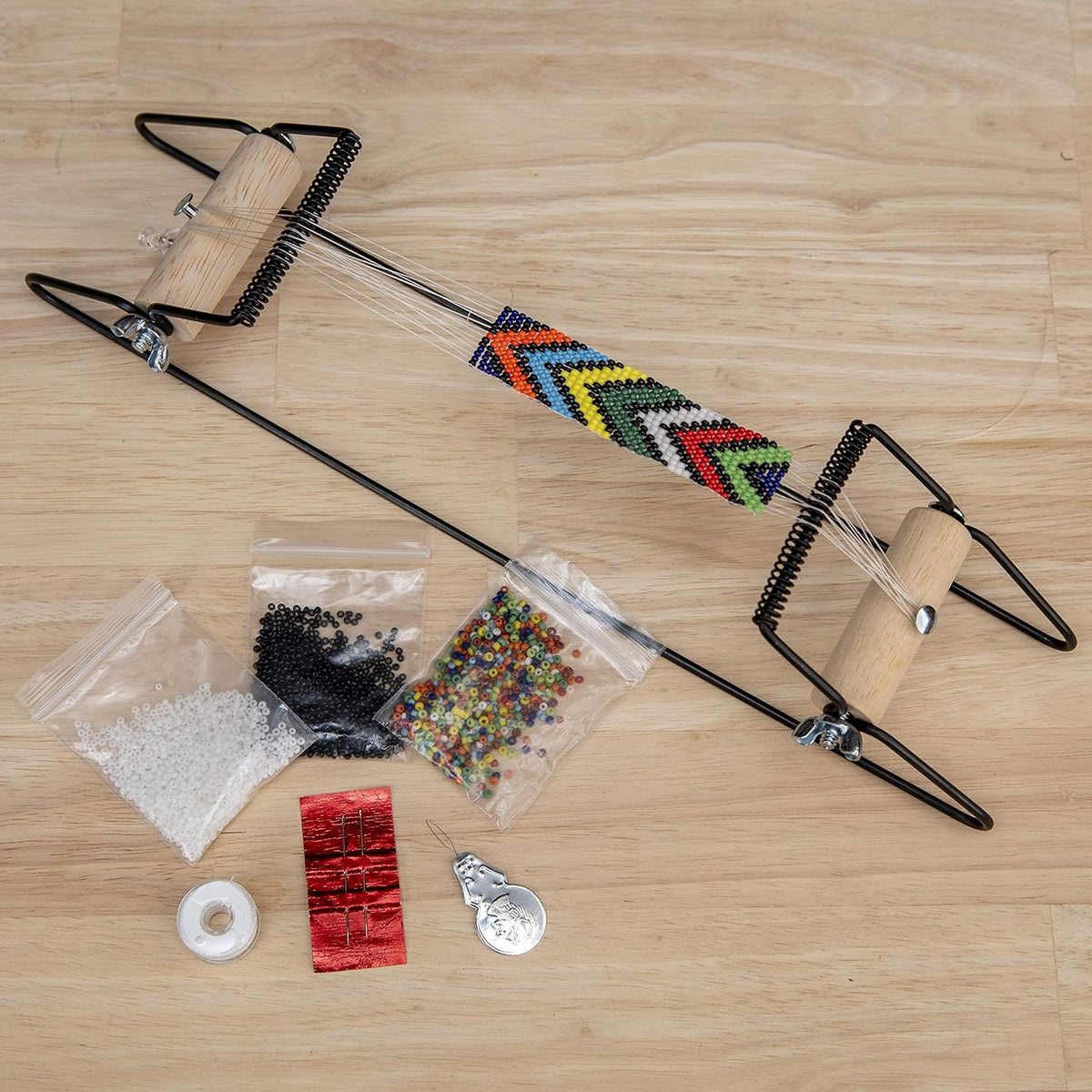 Beadsmith Metal Bead Loom Kit - Complete Set with Beads, Needles, & Patterns - 12.5"