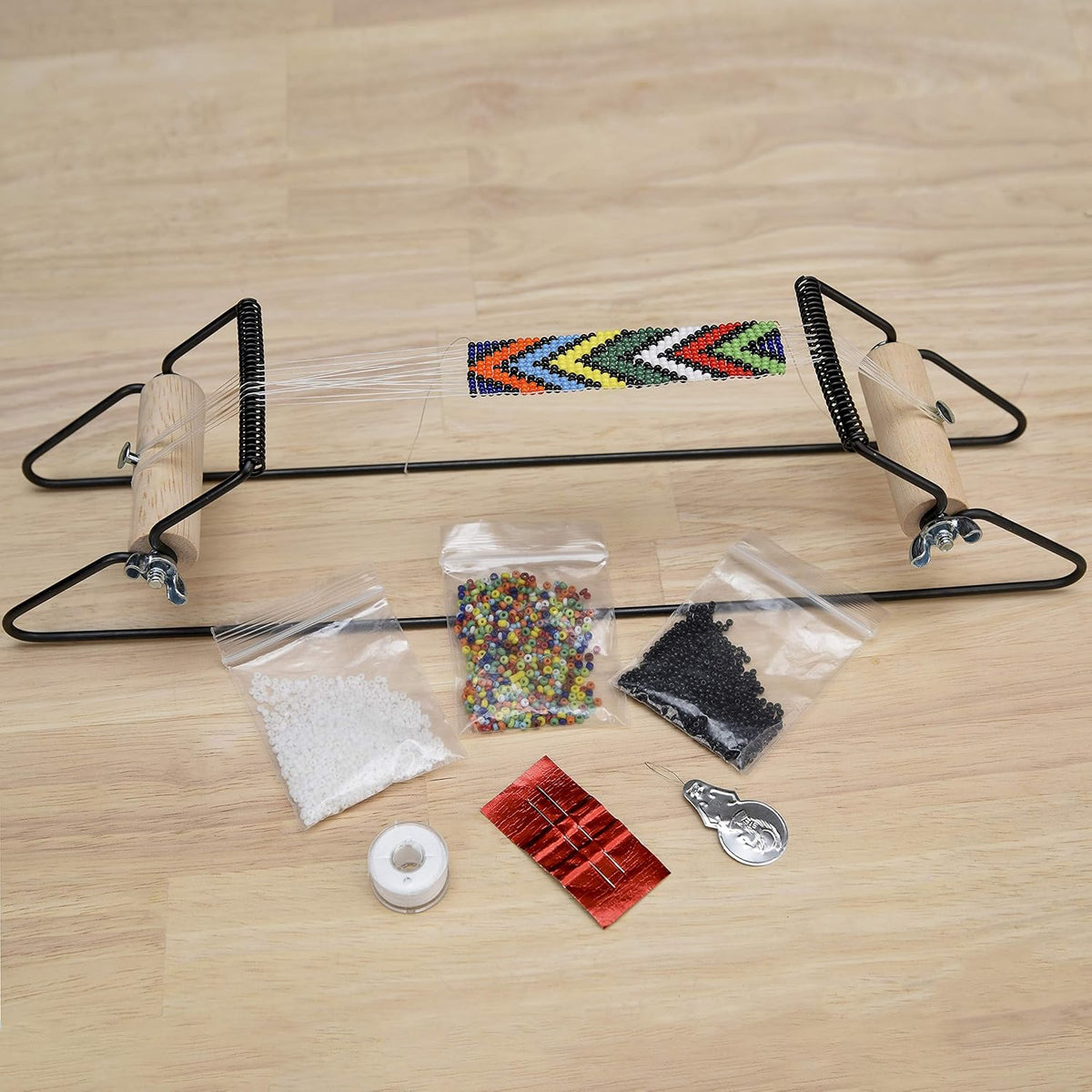 Beadsmith Metal Bead Loom Kit - Complete Set with Beads, Needles, & Patterns - 12.5"