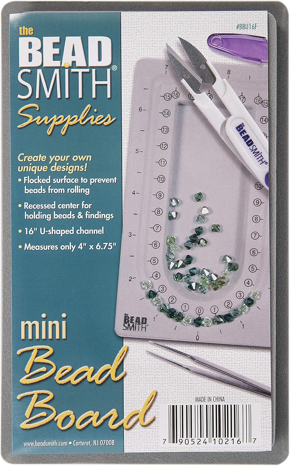 Beadsmith Mini Bead Board – Grey Flocked Jewellery Design Board (16″ U-Channel)