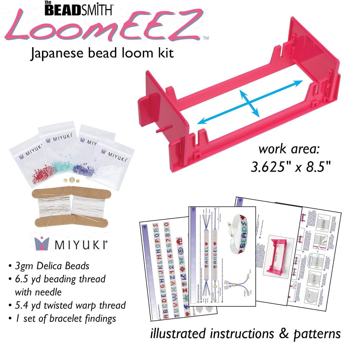 Beadsmith LoomEEZ Japanese Bead Loom Kit with Miyuki Glass Beads & Instructions