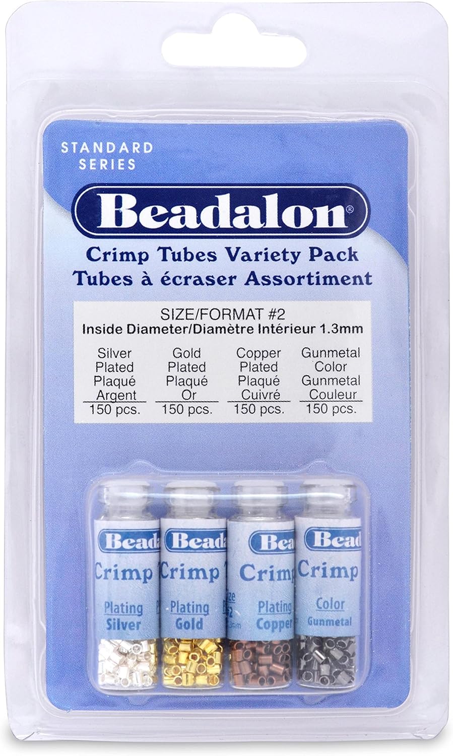 Beadalon Crimp Tube Variety Pack Size #2 – 600 pc Assorted Crimp Tubes for Jewellery Making